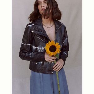 Roxanne Tie-Dye Faux Leather Moto Jacket